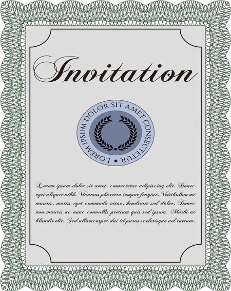 Retro invitation template. Beauty design. Border, frame. With linear background. 