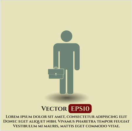 Businessman holding briefcase icon vector symbol flat