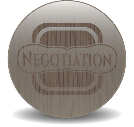Negotiation wooden emblem. Vintage.