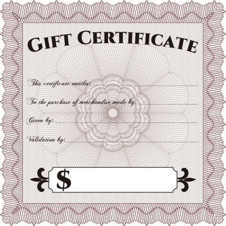 Modern gift certificate. Retro design. With guilloche pattern. 