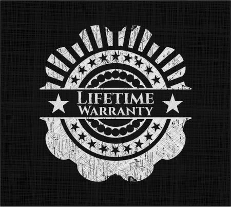 Life Time Warranty chalk emblem, retro style, chalk or chalkboard texture