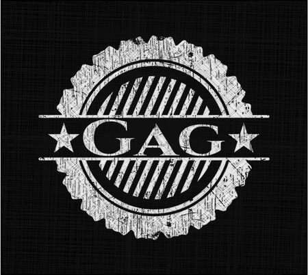 Gag chalk emblem written on a blackboard