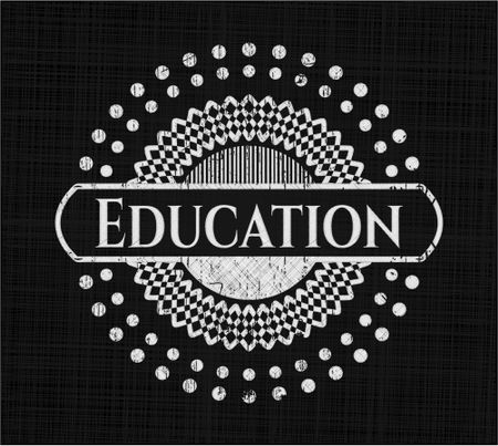 Education chalk emblem written on a blackboard