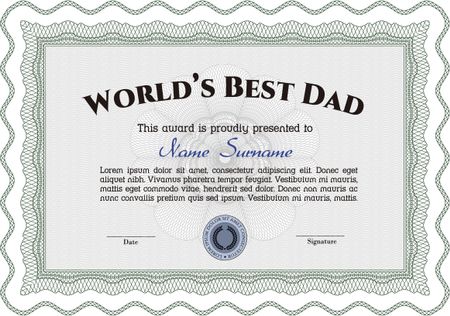 Best Dad Award Template. Artistry design. Vector illustration. With complex linear background. 