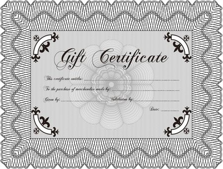 Retro Gift Certificate template. Artistry design. Vector illustration. With complex linear background.