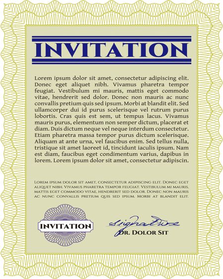 Invitation. Complex design. Detailed. Printer friendly. 
