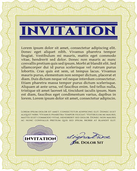 Invitation. Complex design. Detailed. Printer friendly.