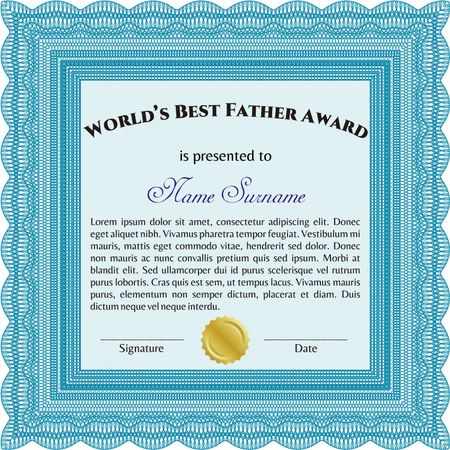 World's Best Father Award Template. Customizable, Easy to edit and change colors. Complex background. Excellent design.