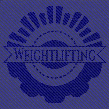 Weightlifting emblem with denim texture