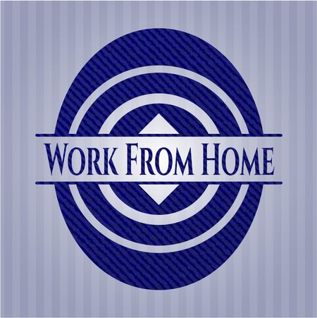 Work From Home emblem with denim texture