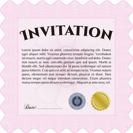 Vintage invitation. Excellent complex design. Vector illustration. With complex linear background. 