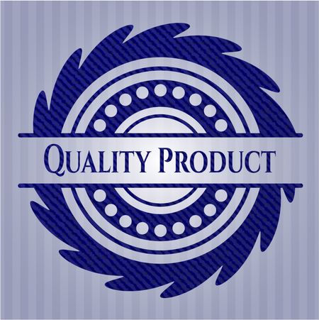 Quality Product emblem with jean background
