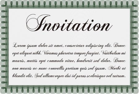 Vintage invitation template. Vector illustration. Elegant design. With guilloche pattern. 
