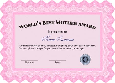 World's Best Mother Award. Easy to print. Nice design. Detailed. 