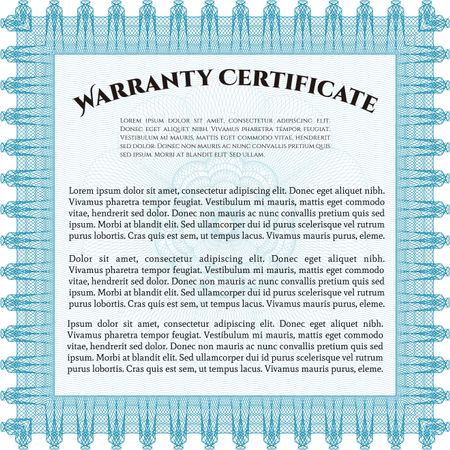 Warranty Certificate template. Easy to print. Nice design. Detailed. 