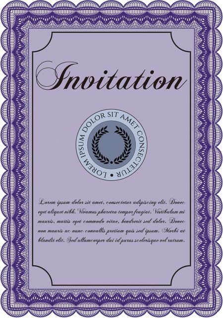 Invitation template. Easy to print. Nice design. Detailed. 