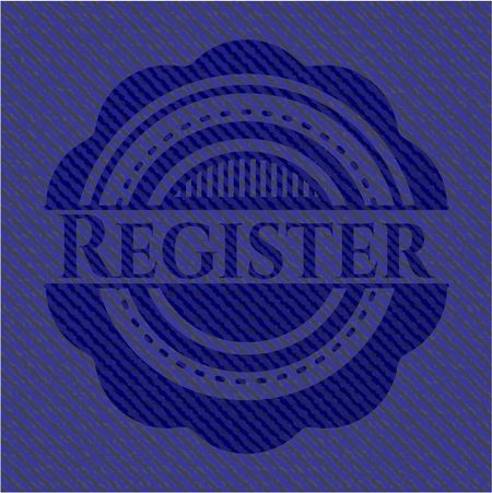 Register emblem with jean background