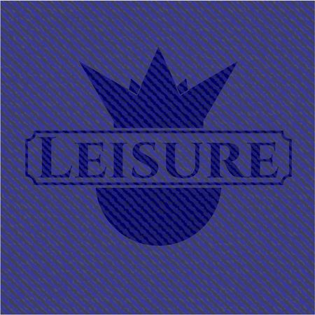 Leisure emblem with jean background