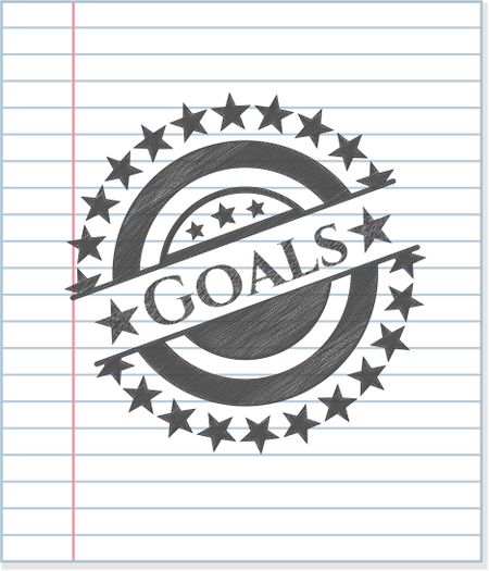 Goals emblem draw with pencil effect