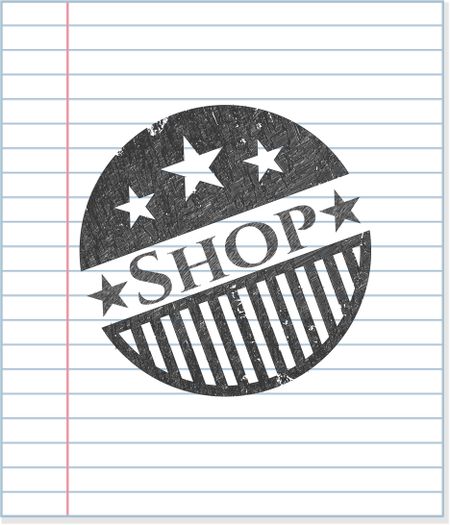 Shop emblem draw with pencil effect