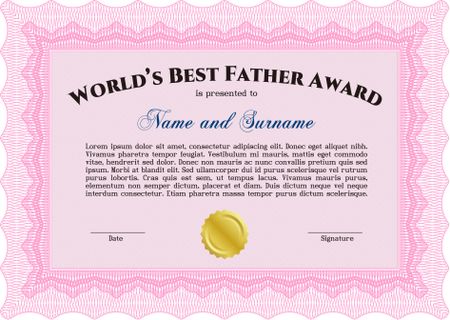 World's Best Dad Award. Detailed. Nice design. Easy to print. 