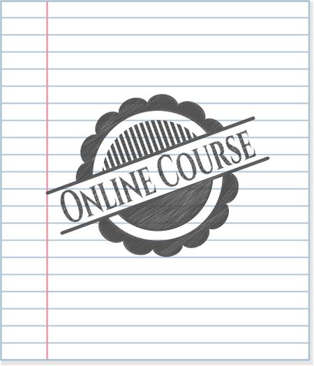 Online Course emblem drawn in pencil