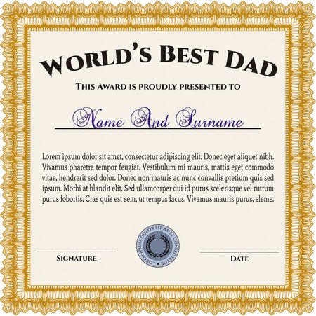 Award: Best dad in the world. With great quality guilloche pattern. Sophisticated design. 