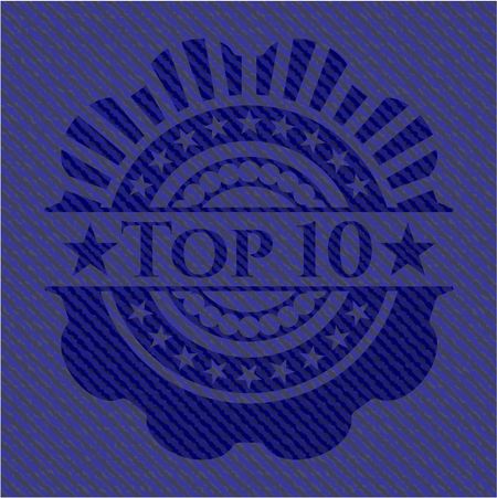 Top 10 emblem with jean background
