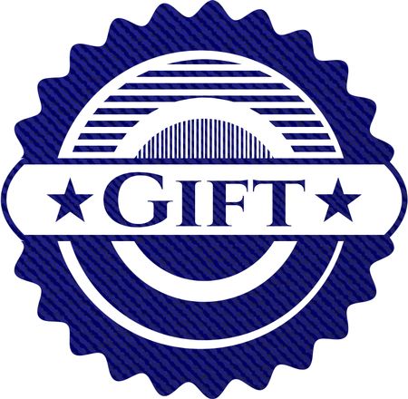 Gift emblem with denim high quality background