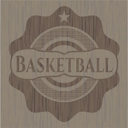 Basketball retro wooden emblem