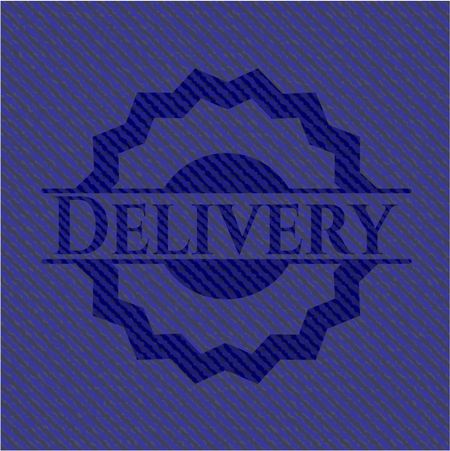 Delivery badge with denim texture