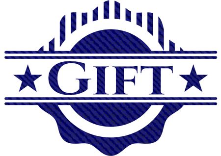 Gift badge with denim texture