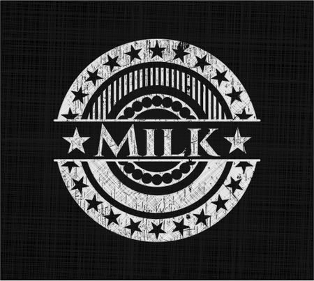Milk chalkboard emblem on black board