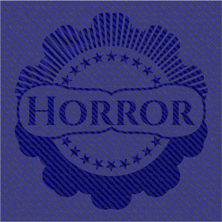 Horror badge with denim texture
