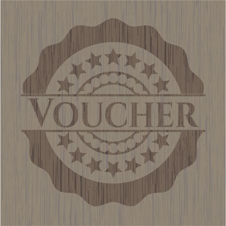 Voucher wood icon or emblem