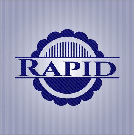 Rapid jean or denim emblem or badge background