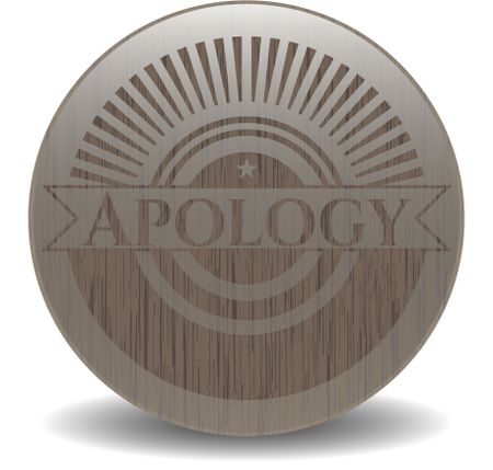 Apology wood icon or emblem