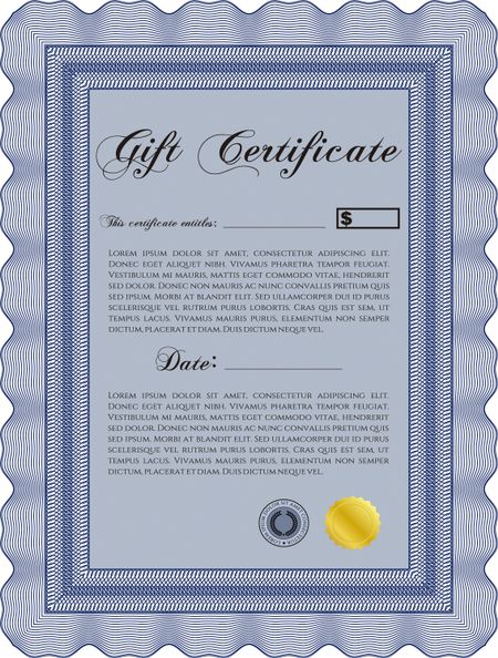 Gift certificate template. With linear background. Beauty design. Border, frame. 