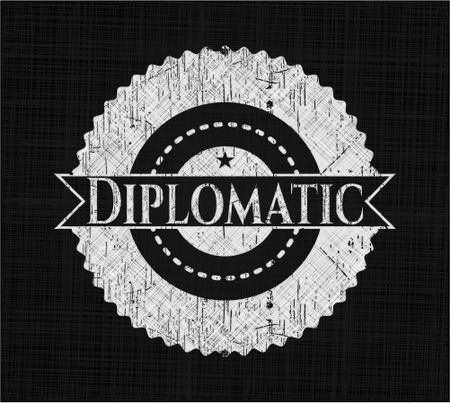 Diplomatic chalkboard emblem written on a blackboard