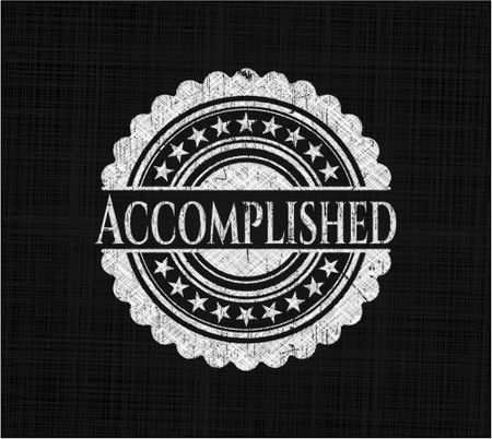 Accomplished chalk emblem, retro style, chalk or chalkboard texture