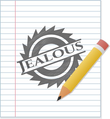 Jealous emblem with pencil effect