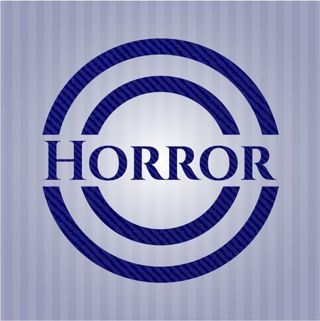 Horror emblem with denim high quality background