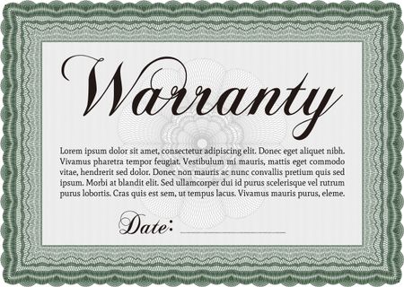 Warranty Certificate. Complex design. Printer friendly. Detailed. 