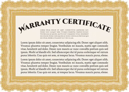 Warranty Certificate. Complex design. Printer friendly. Detailed. 