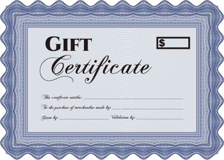 Vector Gift Certificate. Excellent design. Complex background. Customizable, Easy to edit and change colors.