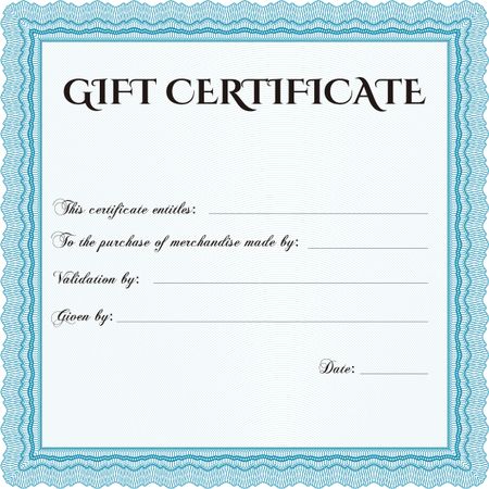 Retro Gift Certificate. Customizable, Easy to edit and change colors. Good design. With complex background.