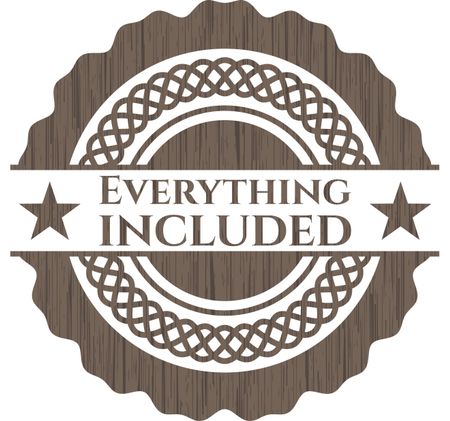 Everything included badge with wooden background
