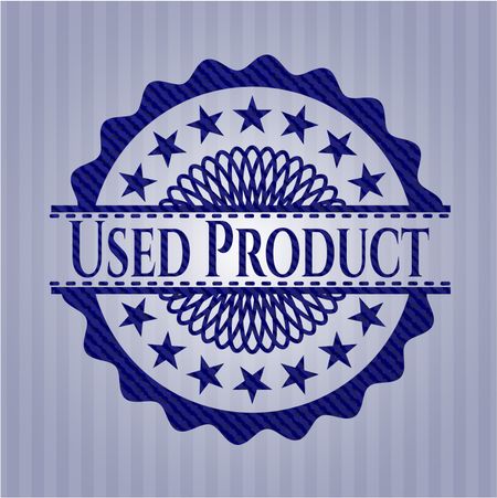 Used Product emblem with denim texture