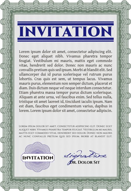 Formal invitation. Customizable, Easy to edit and change colors. Good design. With complex background. 