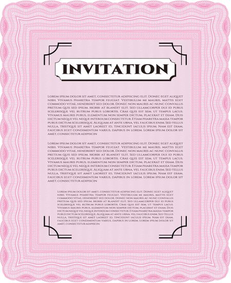 Invitation. Complex design. Printer friendly. Detailed. 